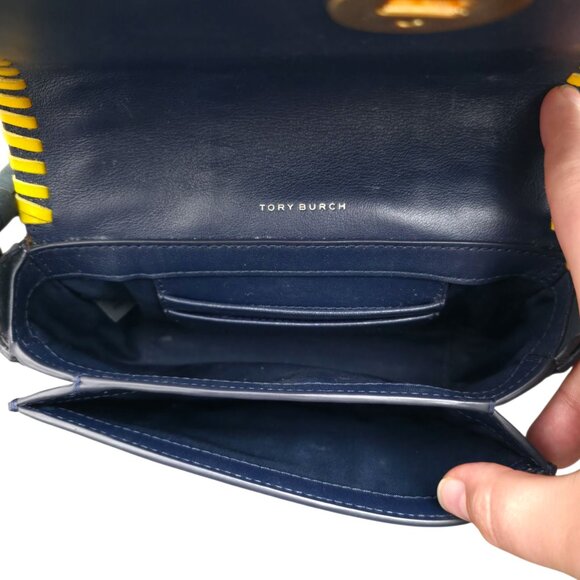 Tory Burch Kira Whipstitch Navy Suede Leather Mini Crossbody Shoulder Bag‎ - Picture 8 of 12